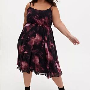 Torrid Galaxy Midi Chiffon Pleated Dress size 5